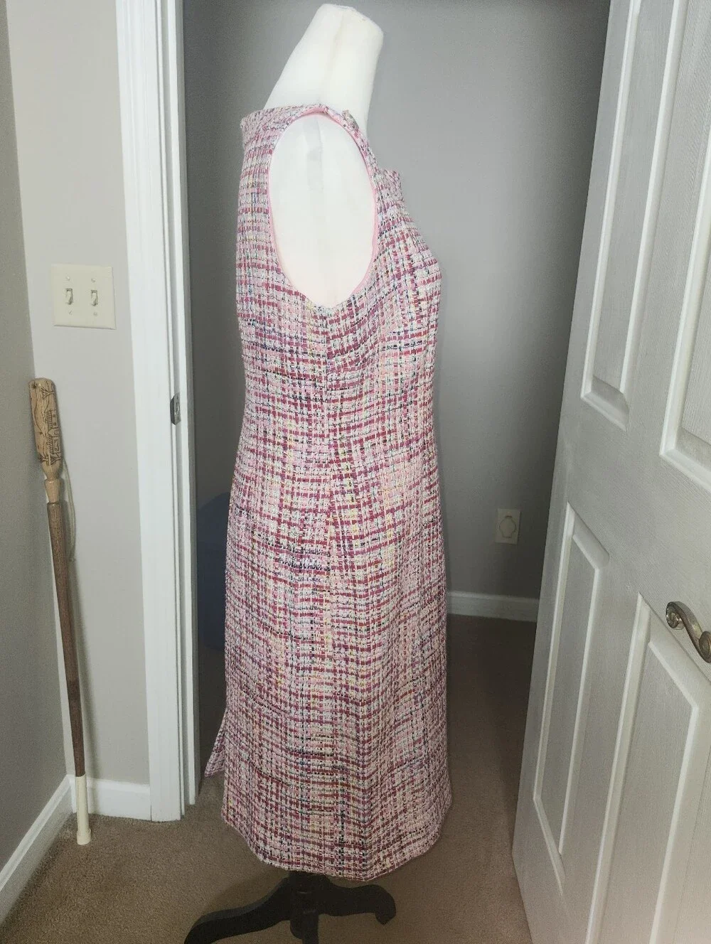 RSVP By Talbots Tweed Ribbon Sheath Midi  Dress, Lined, Sleeveless, 8